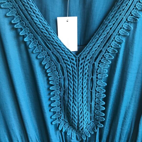 Loralette Embroidered Insert Sleeveless Top Size 3X NWT Teal Blue Boho Tank - Picture 10 of 14